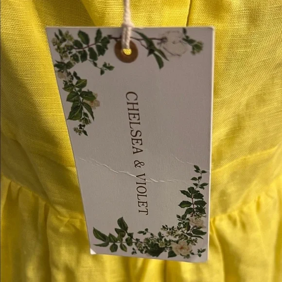 NWT Chelsea & Violet Linen Cotton Blend Puff Sleeve Tie V-Neck A-Line - Picture 4 of 15